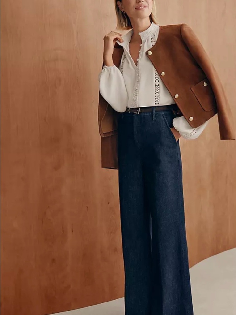 Ann Taylor Wide Leg Dark Denim Trousers